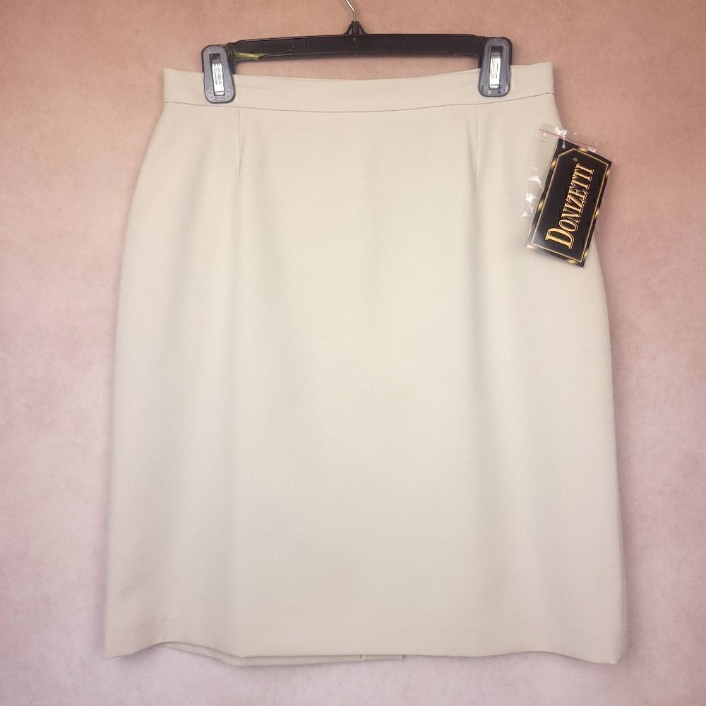 Vintage Donizetti Above Knee Office Pencil Skirt Off White Stone Color Size 10